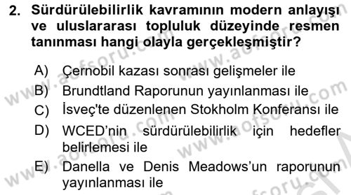 Gastronomi Ve Sürdürülebilirlik Dersi 2021 - 2022 Yılı Yaz Okulu Sınav Soruları 2. Soru