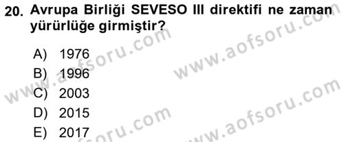 Afet Risk Azaltma Politikaları Dersi 2018 - 2019 Yılı Yaz Okulu Sınav Soruları 20. Soru