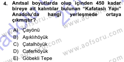 Anadolu Arkeolojisi Dersi 2015 - 2016 Yılı (Vize) Ara Sınav Soruları 4. Soru