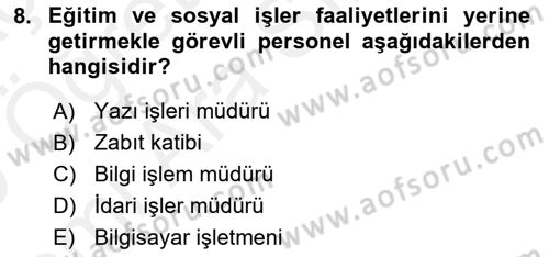 Kalem Mevzuatı Dersi 2018 - 2019 Yılı (Vize) Ara Sınav Soruları 8. Soru