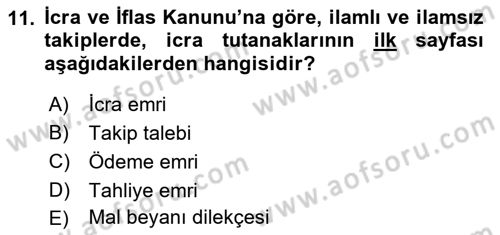 Hukuk Dili Ve Adli Yazışmalar Dersi 2018 - 2019 Yılı 3 Ders Sınav Soruları 11. Soru