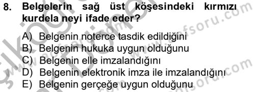 Kalem Mevzuatı Dersi 2012 - 2013 Yılı (Vize) Ara Sınav Soruları 8. Soru