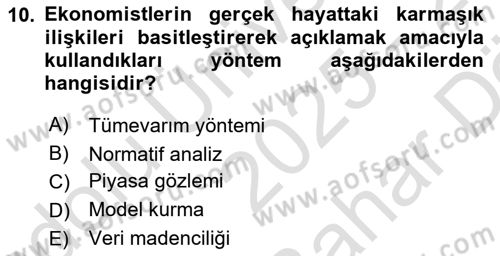 Afet Ekonomisi Ve Sigortacılığı Dersi 2025 - 2026 Yılı (Vize) Ara Sınav Soruları 10. Soru