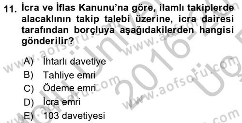 Hukuk Dili Ve Adli Yazışmalar Dersi 2016 - 2017 Yılı 3 Ders Sınav Soruları 11. Soru