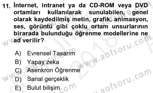 Büro Teknolojileri Dersi 2018 - 2019 Yılı (Vize) Ara Sınav Soruları 11. Soru