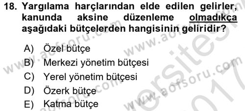 Damga Vergisi Ve Harçlar Bilgisi Dersi 2016 - 2017 Yılı (Final) Dönem Sonu Sınav Soruları 18. Soru