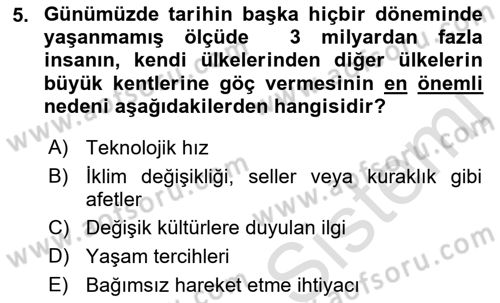 Afet Risk Azaltma Politikaları Dersi 2023 - 2024 Yılı (Vize) Ara Sınav Soruları 5. Soru