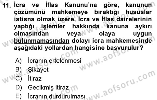 Hukuk Dili Ve Adli Yazışmalar Dersi 2015 - 2016 Yılı (Final) Dönem Sonu Sınav Soruları 11. Soru