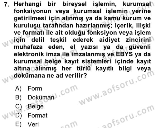 Hukuk Dili Ve Adli Yazışmalar Dersi 2016 - 2017 Yılı (Vize) Ara Sınav Soruları 7. Soru