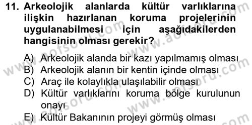 Arkeolojik Alan Yönetimi Dersi 2014 - 2015 Yılı (Final) Dönem Sonu Sınav Soruları 11. Soru