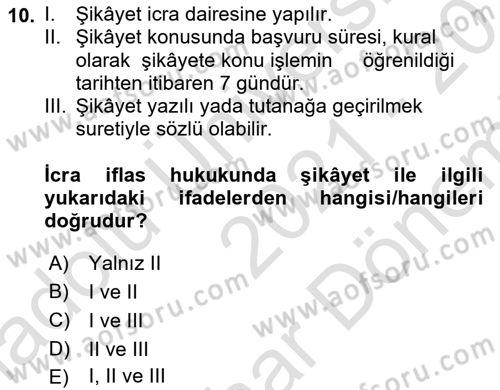 Hukuk Dili Ve Adli Yazışmalar Dersi 2021 - 2022 Yılı (Final) Dönem Sonu Sınav Soruları 10. Soru