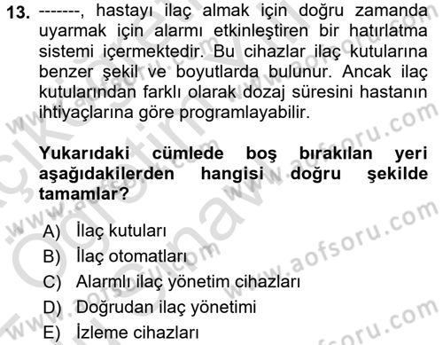 Özel Gereksinimli Bireyler İçin Afet ve Acil Durum Yönetimi Dersi 2021 - 2022 Yılı Yaz Okulu Sınav Soruları 13. Soru