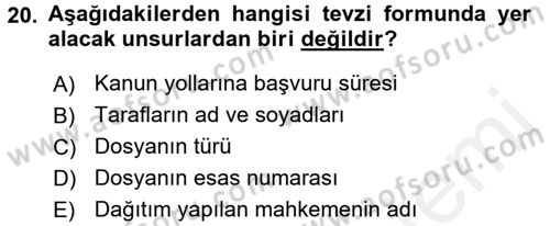 Hukuk Dili Ve Adli Yazışmalar Dersi 2017 - 2018 Yılı (Vize) Ara Sınav Soruları 20. Soru