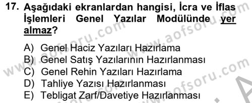 Ulusal Yargı Ağı Projesi 2 Dersi 2012 - 2013 Yılı (Final) Dönem Sonu Sınav Soruları 17. Soru