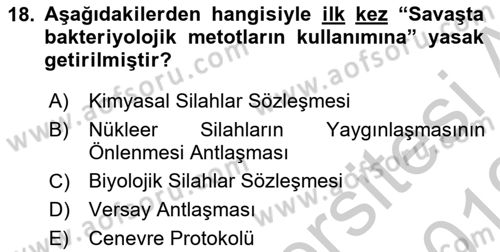 Kbrn Savunma Ve Güvenlik Dersi 2018 - 2019 Yılı Yaz Okulu Sınav Soruları 18. Soru