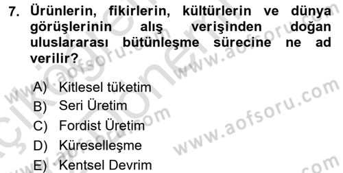 Kent, Planlama ve Afet Risk Yönetimi Dersi 2017 - 2018 Yılı (Vize) Ara Sınav Soruları 7. Soru