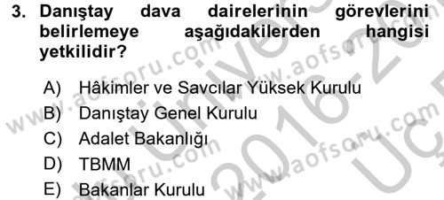 İdari Yargı Dersi 2016 - 2017 Yılı 3 Ders Sınav Soruları 3. Soru