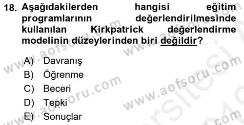 Acil Durum ve Afet Farkındalık Eğitimi Dersi 2018 - 2019 Yılı (Final) Dönem Sonu Sınav Soruları 18. Soru