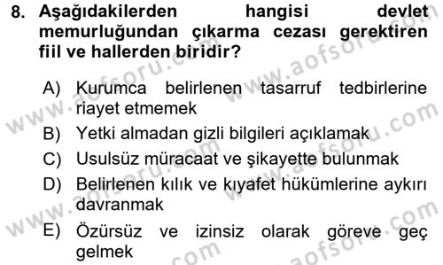 Kalem Mevzuatı Dersi 2016 - 2017 Yılı (Vize) Ara Sınav Soruları 8. Soru