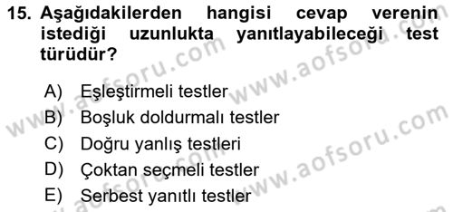 Sosyal Bilimlerde Araştırma Yöntemleri Dersi 2024 - 2025 Yılı Yaz Okulu Sınav Soruları 15. Soru