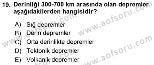 Arama Kurtarma Bilgisi ve Etik Değerler Dersi 2019 - 2020 Yılı (Vize) Ara Sınav Soruları 19. Soru