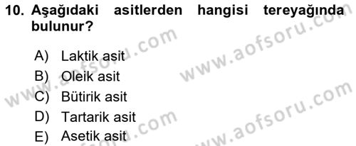 Beslenmenin Temel İlkeleri Dersi 2018 - 2019 Yılı Yaz Okulu Sınav Soruları 10. Soru