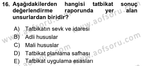Acil Durum ve Afetlerde Ulaştırma Yönetimi ve Uygulamaları Dersi 2021 - 2022 Yılı (Final) Dönem Sonu Sınav Soruları 16. Soru