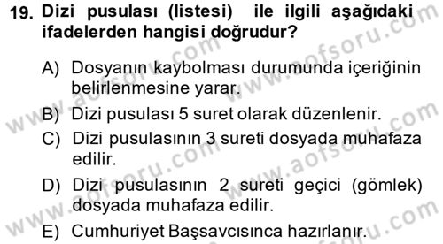Kalem Mevzuatı Dersi 2013 - 2014 Yılı (Vize) Ara Sınav Soruları 19. Soru