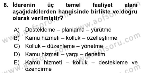 İdari Yargı Dersi 2025 - 2026 Yılı (Vize) Ara Sınav Soruları 8. Soru