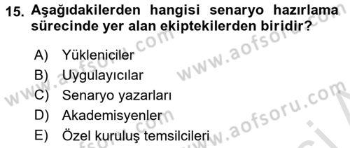 Acil Durum ve Afetlerde Ulaştırma Yönetimi ve Uygulamaları Dersi 2022 - 2023 Yılı Yaz Okulu Sınav Soruları 15. Soru
