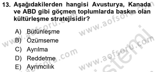 Göç Ve Göçmen Sorunları Dersi 2018 - 2019 Yılı 3 Ders Sınav Soruları 13. Soru