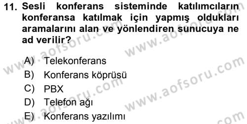 Büro Teknolojileri Dersi 2016 - 2017 Yılı 3 Ders Sınav Soruları 11. Soru