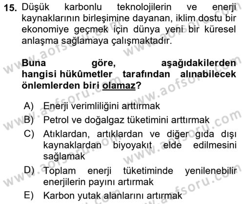 Afet Risk Azaltma Politikaları Dersi 2021 - 2022 Yılı (Final) Dönem Sonu Sınav Soruları 15. Soru