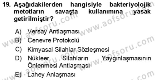 Kbrn Savunma Ve Güvenlik Dersi 2018 - 2019 Yılı 3 Ders Sınav Soruları 19. Soru