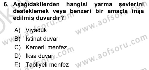 Acil Durum ve Afetlerde Ulaştırma Yönetimi ve Uygulamaları Dersi 2020 - 2021 Yılı Yaz Okulu Sınav Soruları 6. Soru