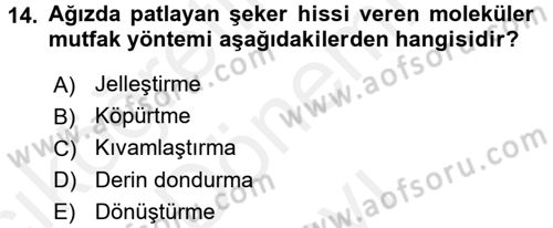 Menü Yönetimi Dersi 2017 - 2018 Yılı (Final) Dönem Sonu Sınav Soruları 14. Soru