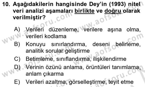 Sosyal Bilimlerde Araştırma Yöntemleri Dersi 2025 - 2026 Yılı (Final) Dönem Sonu Sınav Soruları 10. Soru