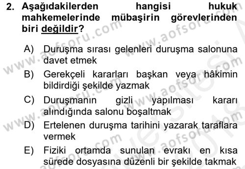 Kalem Mevzuatı Dersi 2017 - 2018 Yılı (Final) Dönem Sonu Sınav Soruları 2. Soru