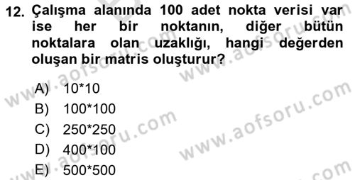 Veri Analizi Ve Değerlendirme Dersi 2024 - 2025 Yılı (Final) Dönem Sonu Sınav Soruları 12. Soru