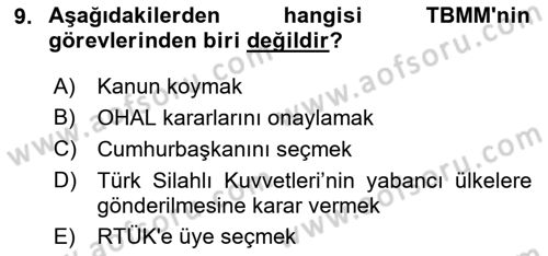İdari Yargı Dersi 2023 - 2024 Yılı Yaz Okulu Sınav Soruları 9. Soru