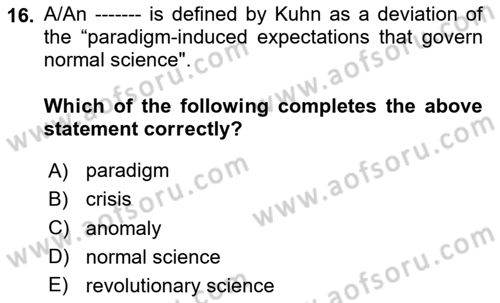 Research Methods Dersi 2023 - 2024 Yılı (Vize) Ara Sınav Soruları 16. Soru