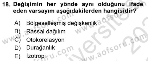 Veri Analizi Ve Değerlendirme Dersi 2023 - 2024 Yılı Yaz Okulu Sınav Soruları 18. Soru
