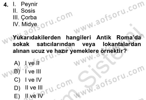 Yemek Sosyolojisi Dersi 2021 - 2022 Yılı Yaz Okulu Sınav Soruları 4. Soru