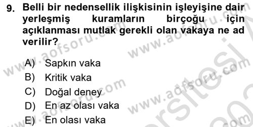 Uluslararası İlişkilerde Araştırma Yöntemleri Dersi 2023 - 2024 Yılı Yaz Okulu Sınav Soruları 9. Soru