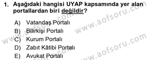 Ulusal Yargı Ağı Projesi 1 Dersi 2019 - 2020 Yılı (Vize) Ara Sınav Soruları 1. Soru