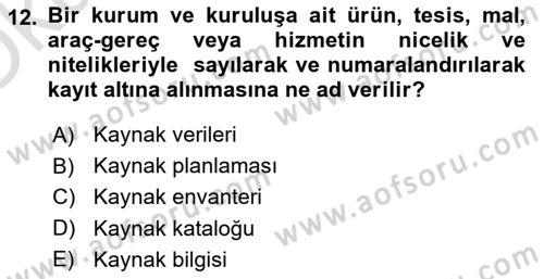 Acil Durum ve Afetlerde Ulaştırma Yönetimi ve Uygulamaları Dersi 2022 - 2023 Yılı Yaz Okulu Sınav Soruları 12. Soru