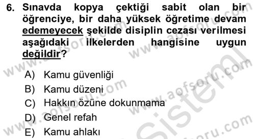 İnsan Hakları Ve Kamu Özgürlükleri Dersi 2021 - 2022 Yılı (Vize) Ara Sınav Soruları 6. Soru