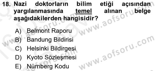Sosyal Bilimlerde Araştırma Yöntemleri Dersi 2015 - 2016 Yılı Tek Ders Sınav Soruları 18. Soru