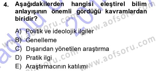 Sosyal Bilimlerde Araştırma Yöntemleri Dersi 2014 - 2015 Yılı (Vize) Ara Sınav Soruları 4. Soru