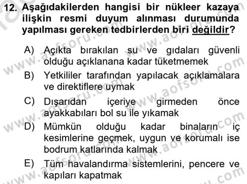 Kbrn Savunma Ve Güvenlik Dersi 2019 - 2020 Yılı (Vize) Ara Sınav Soruları 12. Soru